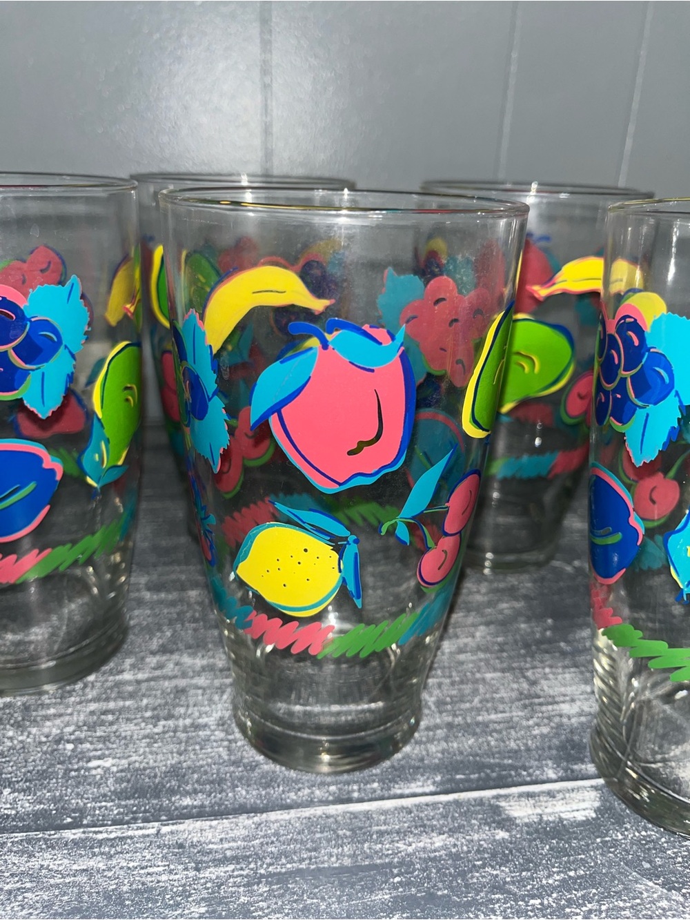 Colorful Fruit-Print Glass Tumbler - Multicolor